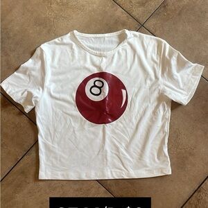 White T-Shirt with Red 8 Ball Graphic